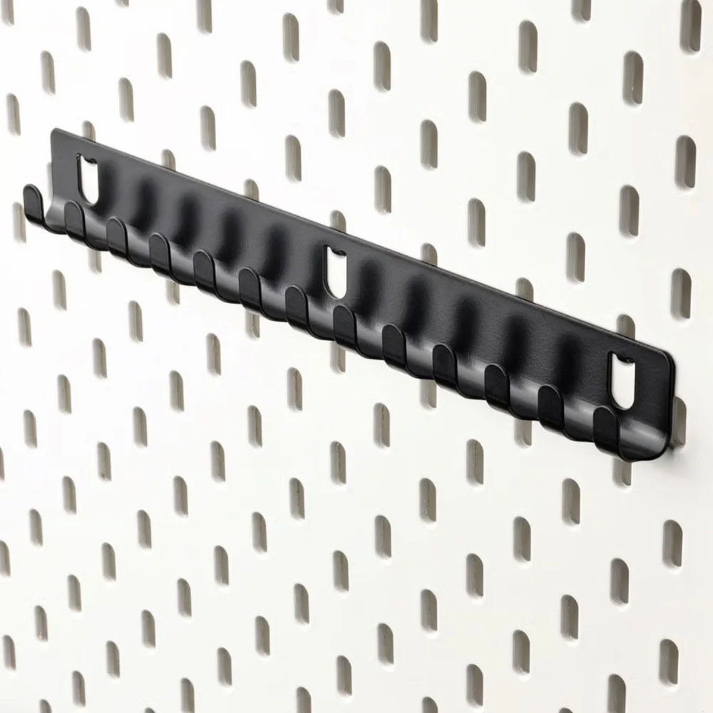 IKEA Black Wall-Mounted Multi Hook Rail